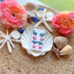 Hand Crafted Pink and Blue Earrings